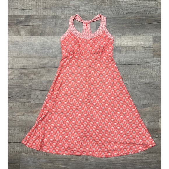 PRANA Womens Quinn Mini Dress Size Medium Peach Pink Geometric Tennis Outdoors - Picture 1 of 6